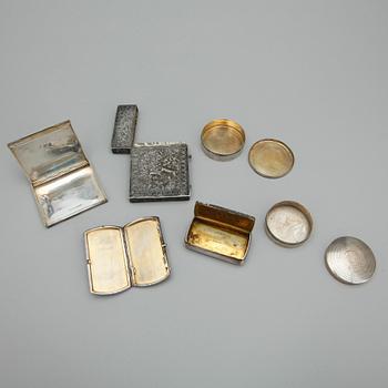 PARTI SILVER, 6 delar, mestadels 1800-tal, Bl.a Peter Axel Sjöberg, total vikt ca 454 g.