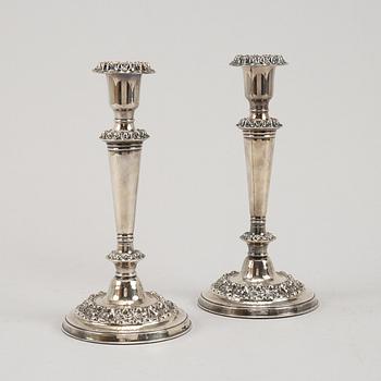 A pair of 19th century silver-plated candlesticks.