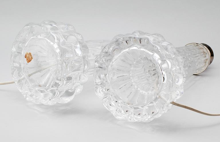 BORDSLAMPOR, 1 par, glas, Carl Fagerlund, Orrefors, 1900-talets andra hälft.