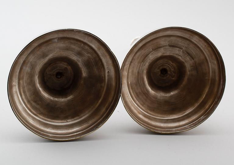 LJUSSTAKAR, 1 par, argent haché, 1800-/1900-tal.