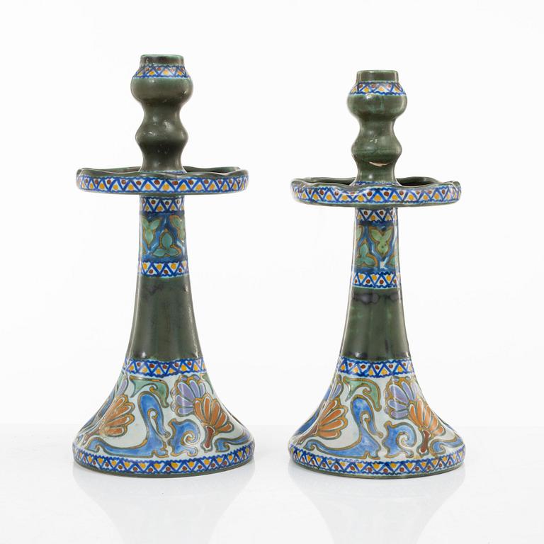 Desk set, 4 pieces, ceramic, bl a "Crocus", Gouda, Netherlands.