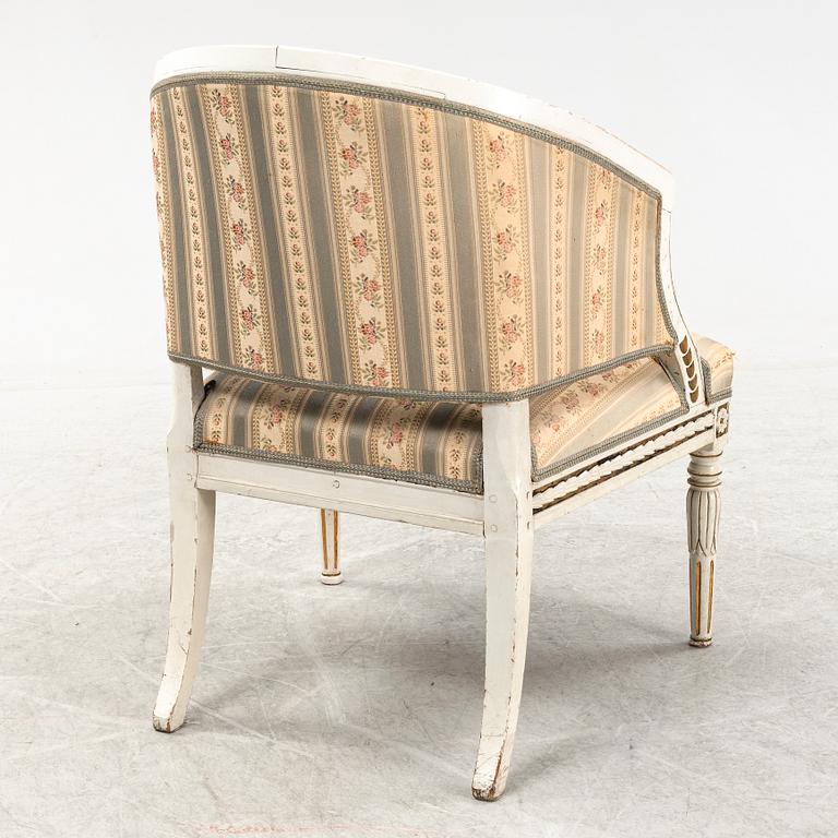 A late Gustavian style armchair, 19th Century.