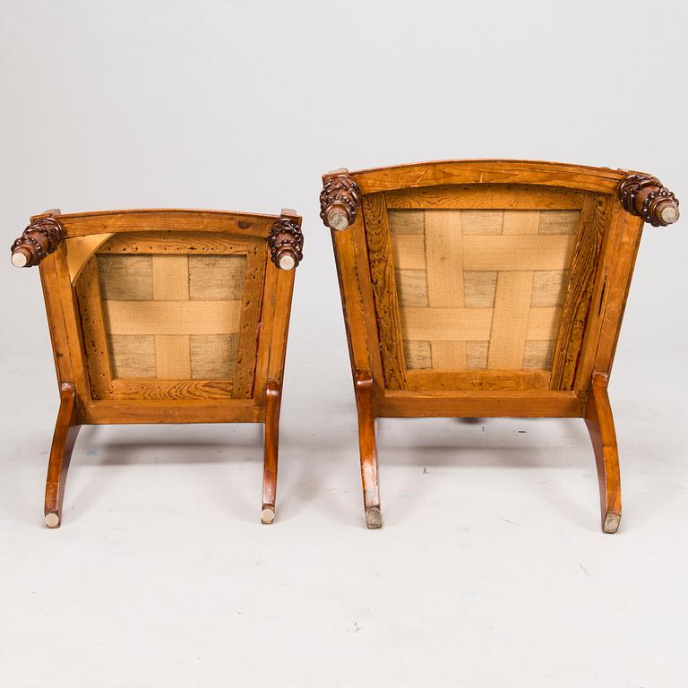 A Set of Two Armchairs and Eight Chairs, biedermeier, Mid-19th Century.