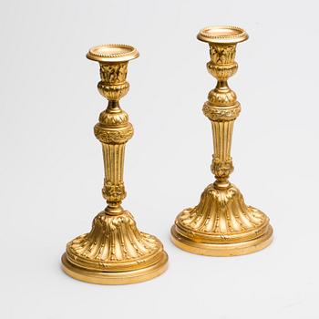 LJUSSTAKAR, ett par, Louis XVI-stil, brons, 1800-tal.