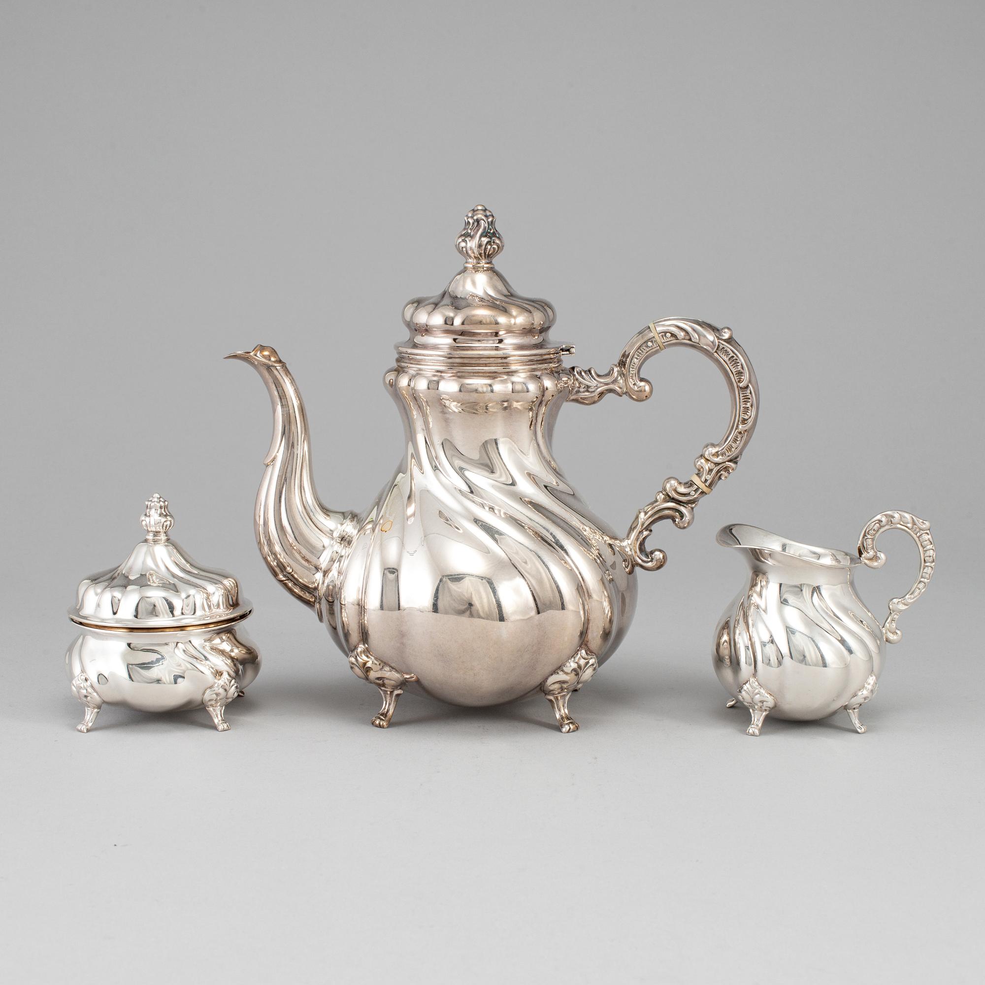 A German 20th century parcel-gilt silver coffee-set.