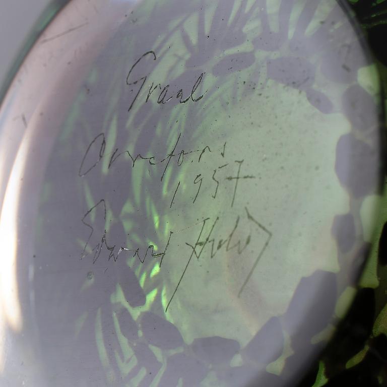VAS, glas, Fiskgraal, Edward Hald, Orrefors, signerad.