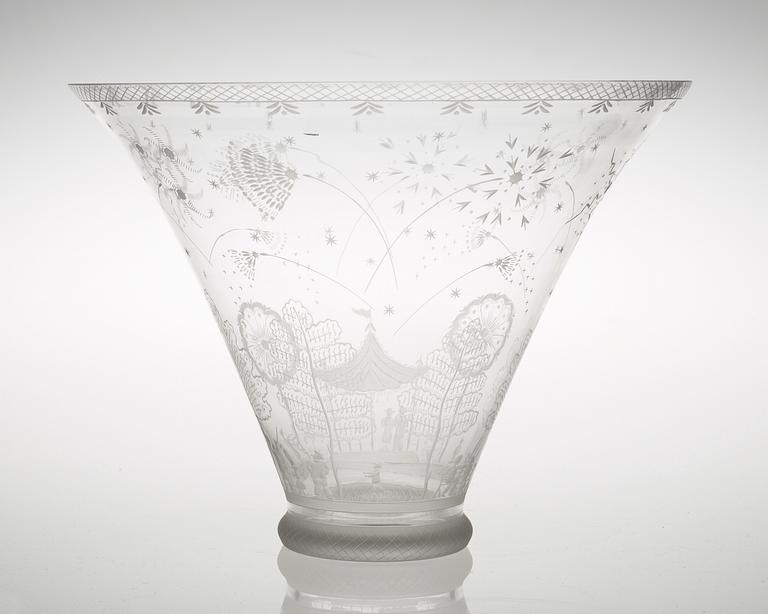 An Edward Hald glass bowl 'Fyrverkeriskålen', Orrefors 1958.