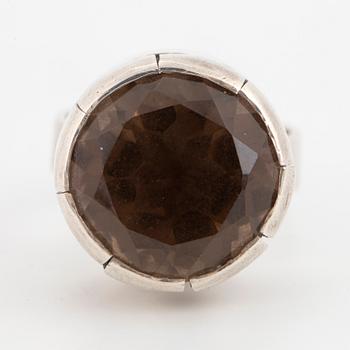 Alton silver and smoky quartz ring.