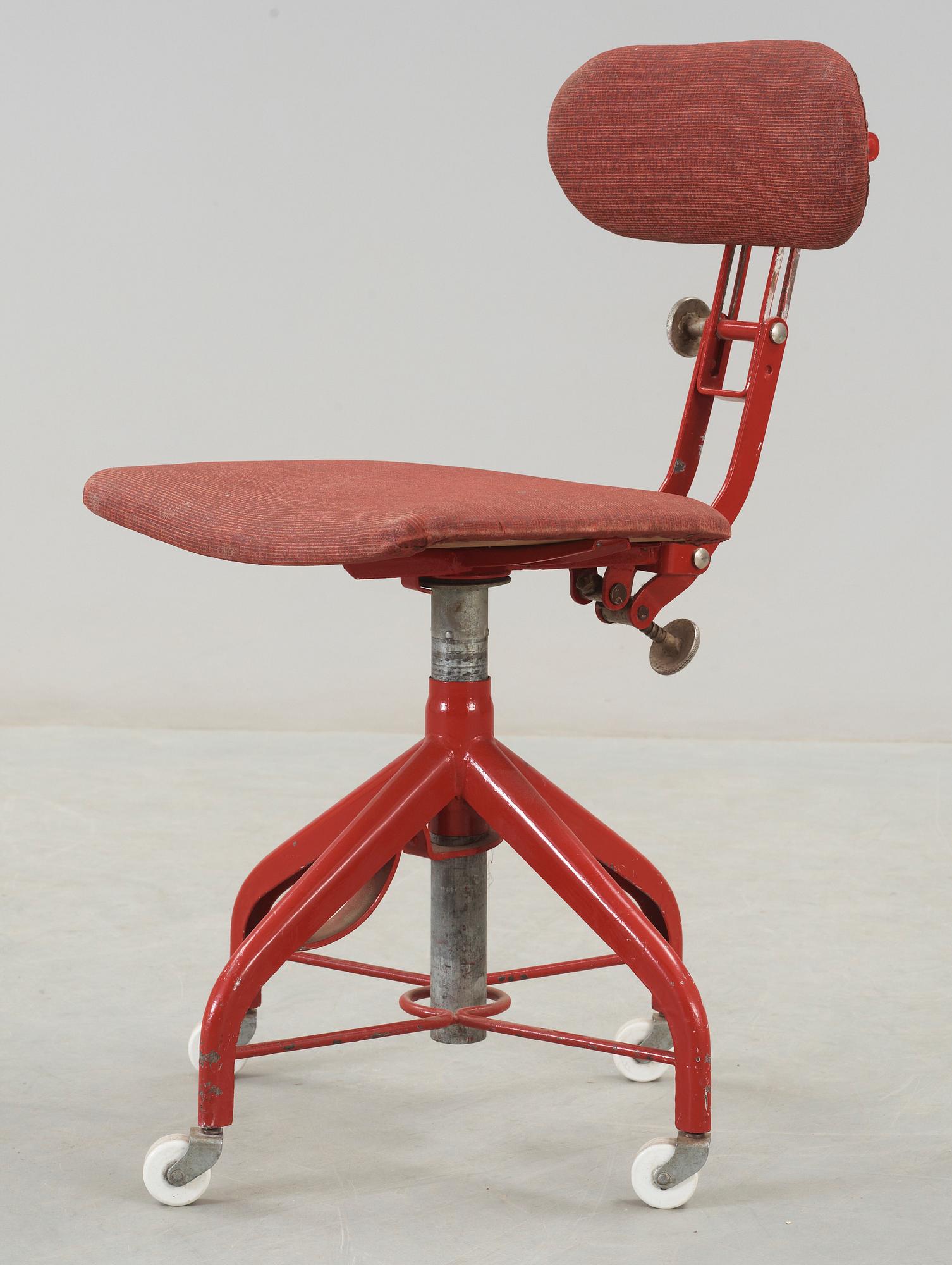 KONTORSSTOL/INDUSTRI, metall, 1900-talets mitt.