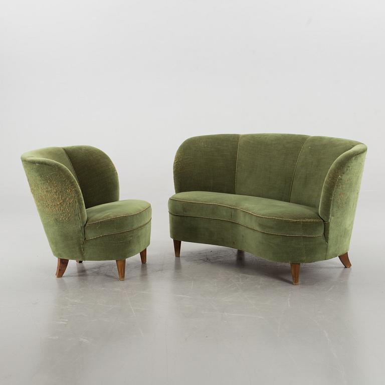 A SOFA AND A ARMCHAIR, 1940/50'S.