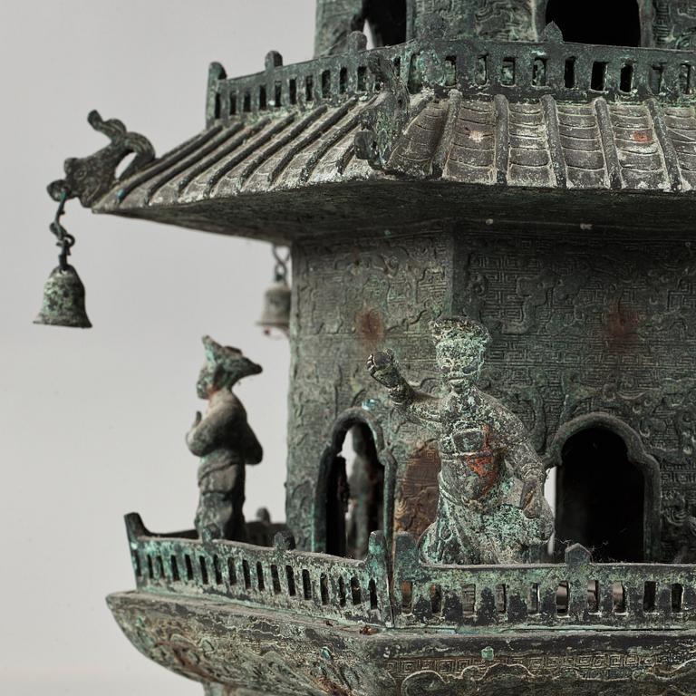 A large bronze pagoda, Qing dynasty (1644-1912).