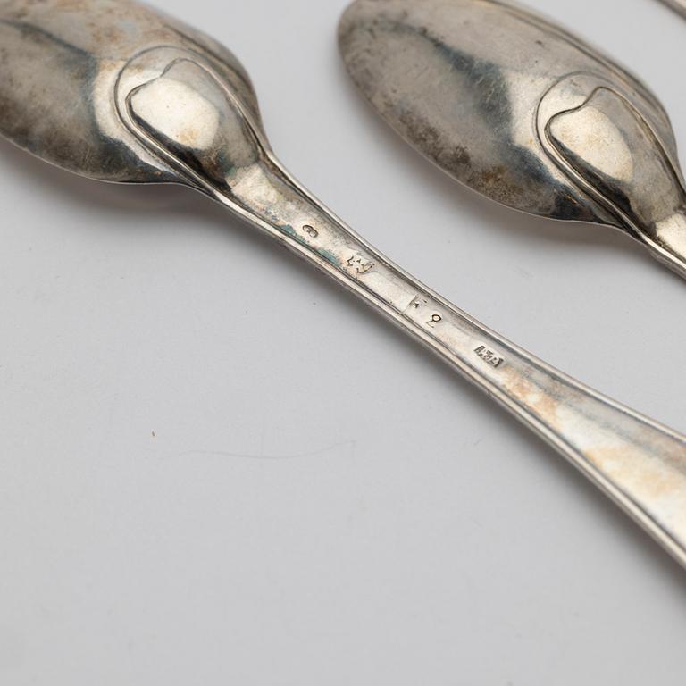 Teaspoons, 6 pcs, silver, 1780s.