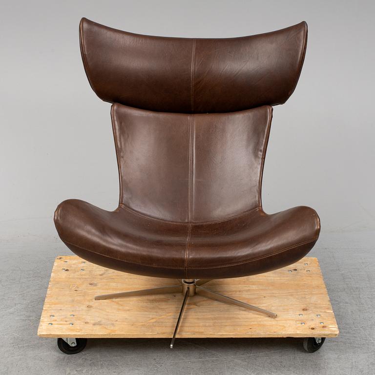 HENRIK PEDERSEN, A leather covered 'Imola' swivel lounge chair from Bo Concept.