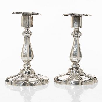 Candelsticks, a pair of silver, Cristopher Creutz Stockholm 1855.