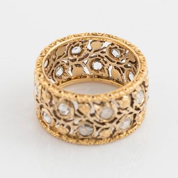 An 18K gold Buccellati ring set with rose-cut diamonds.