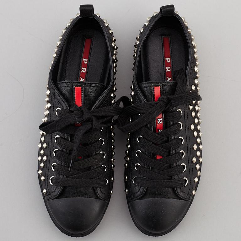 PRADA, two pairs of leather sneakers, size 35,5.