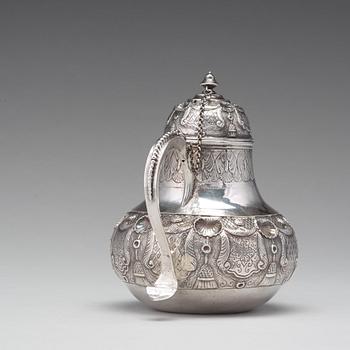 A Dutch 18th century silver tea-pot, mark possibly of Abraham Marshoorn, Amsterdam (1722-1754).