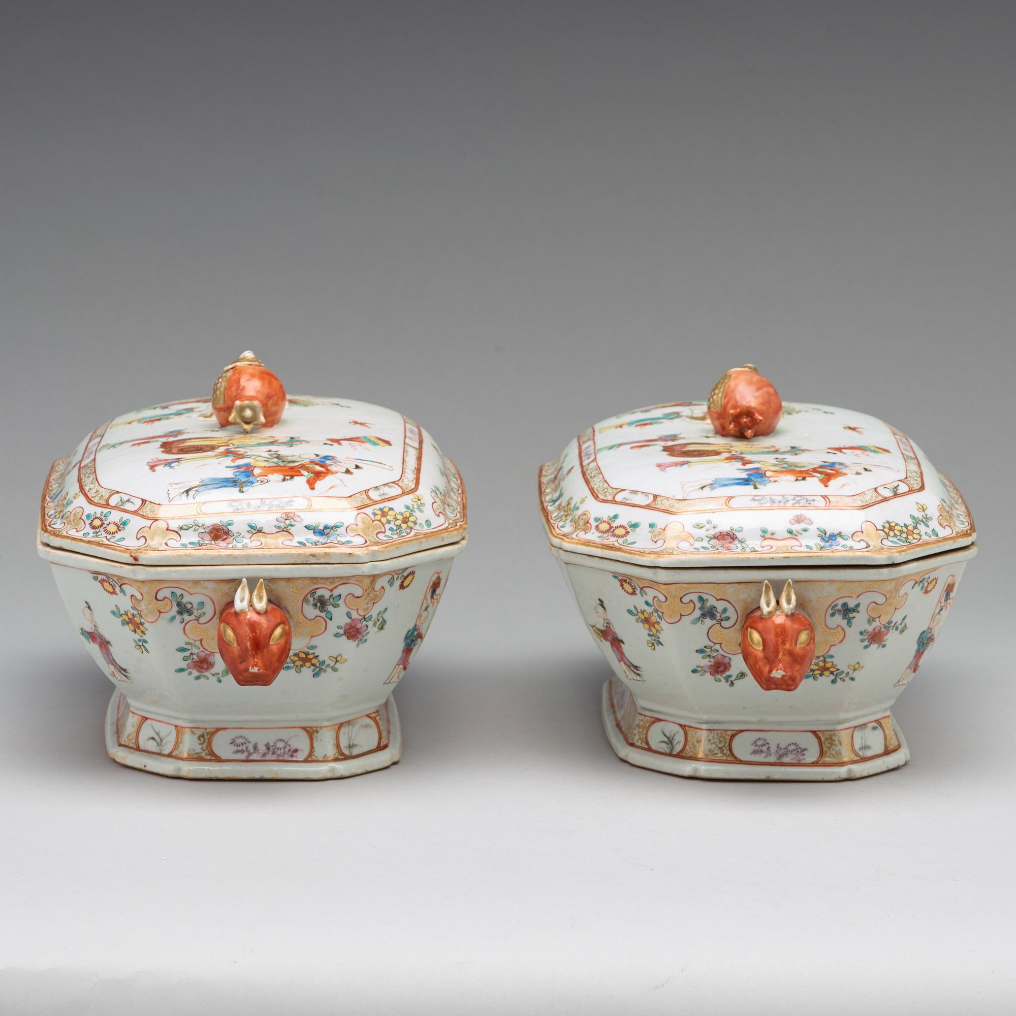A pair of famille rose tureens with covers, Qing dynasty, Qianlong (1736-95).