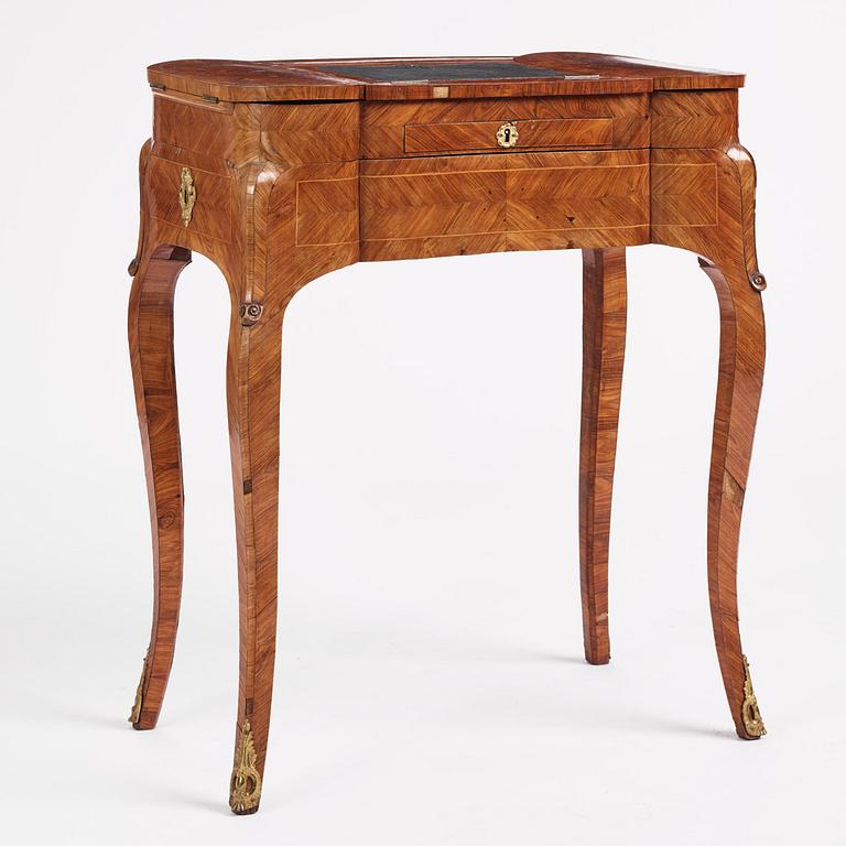 A Rococo rosewood parquetry poudreuse by C. Linning (master in Stockholm 1744-79).