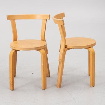 Alvar Aalto, Four model 68 chairs, Artek, Finland.