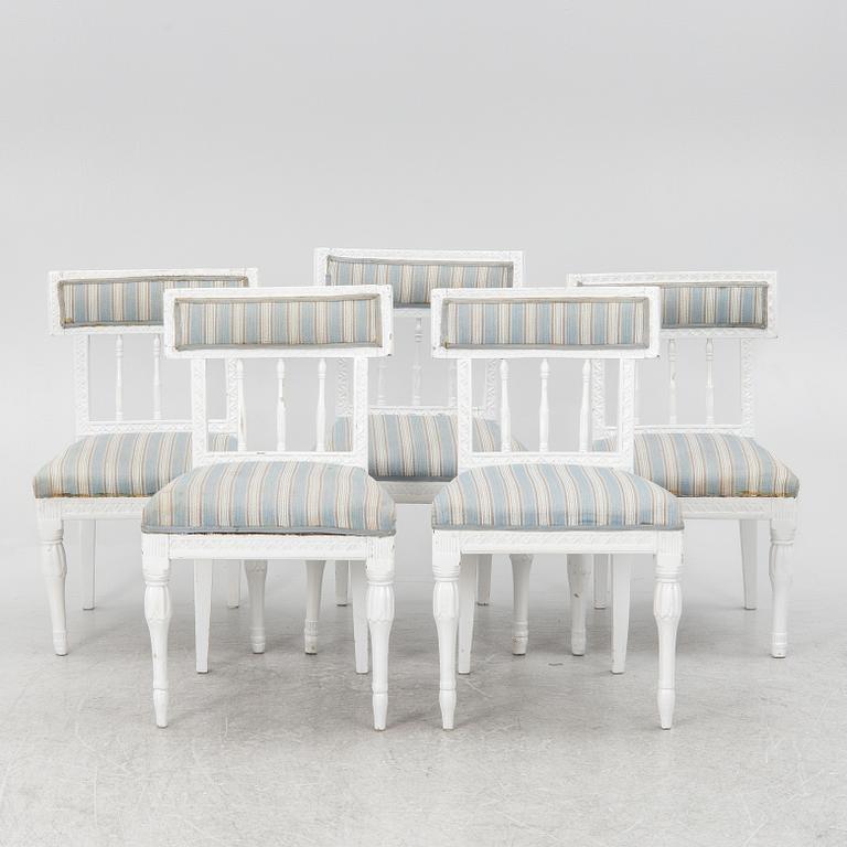 A set of five late Gustavian chairs, circa 1800.