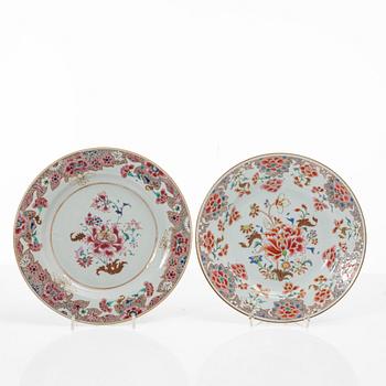 Tallrikar, 7 st,  Kina, Qingdynastin, Qianlong (1736-95).