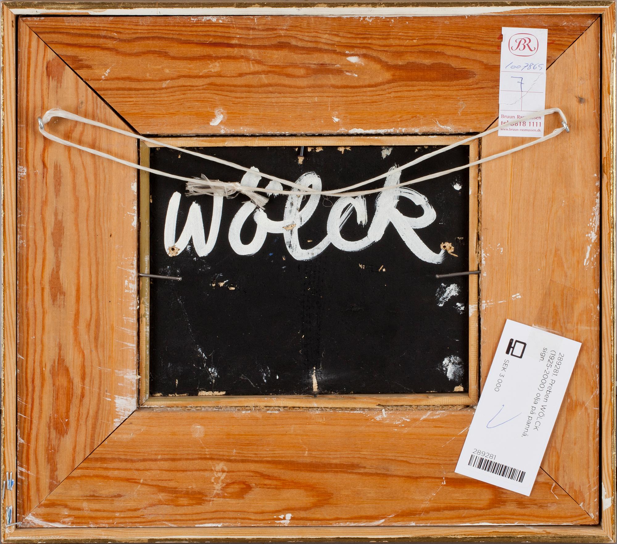 PREBEN WOLCK, olja på pannå, sign. a tergo.