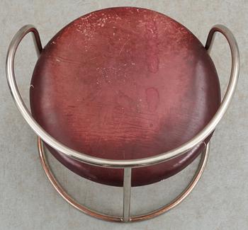 An Eskil Sundahl chromed steel and red leather armchair, Sweden 1930's.