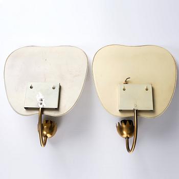 Hans Bergström, a pair of wall sconces, model "356", ateljé Lyktan, Sweden 1940-50s.