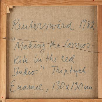 CARL FREDRIK REUTERSWÄRD, triptych, enamel on canvas, signed Reuterswärd, dated 1982 on verso.