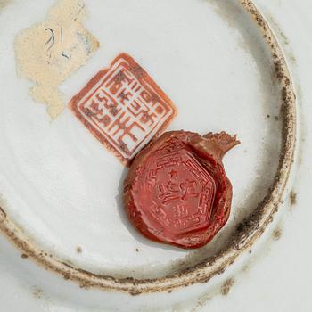 Two Chinese porcelain dishes, around the year 1900.