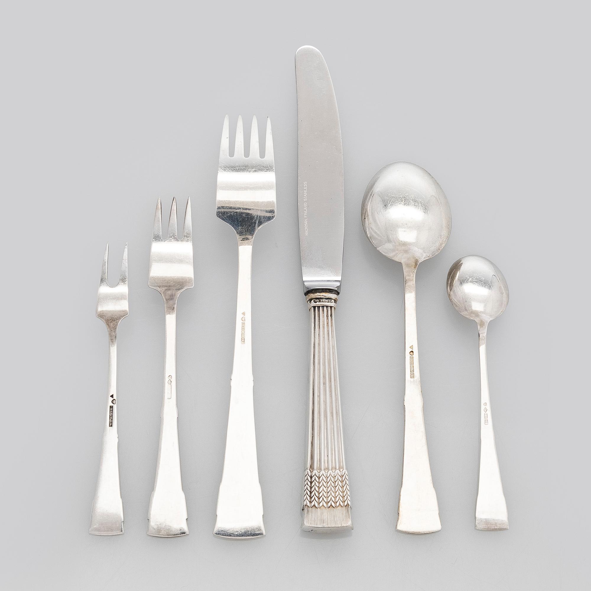 A 29-piece set of 'Tähkä' silver cutlery, Finnish hallmarks.
