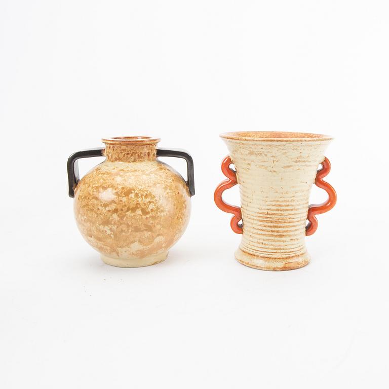 A set of nine different vases from Höganäs 1930/40s.