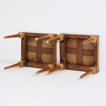 Taburetter ett par, Stockholmsarbeten, sent 1700-tal, Sengustavianska.