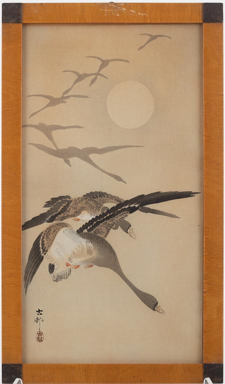 Ohara Koson, 'Geese circling a full Moon'.