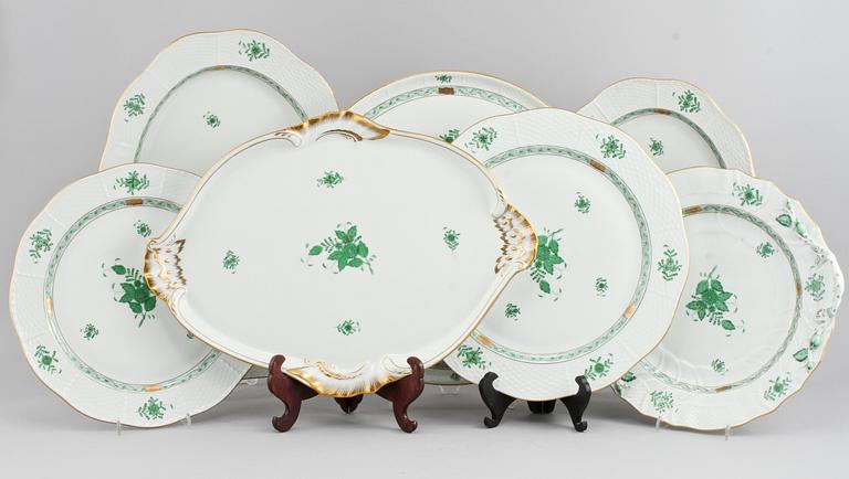 SERVISDELAR, 120 delar, porslin, Apponyi samt Indisk flätkorg, Herend, Ungern, 1900-tal.