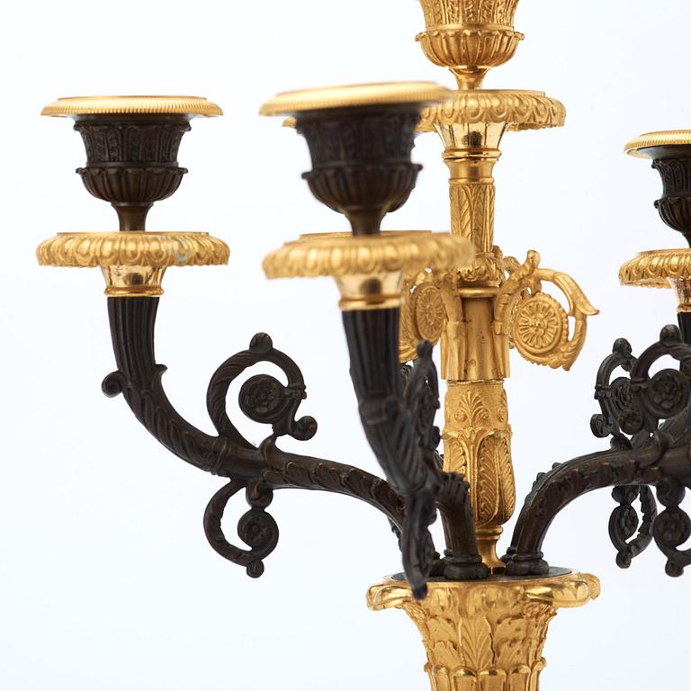 A pair of French Empire 19th century six-light candelabra.