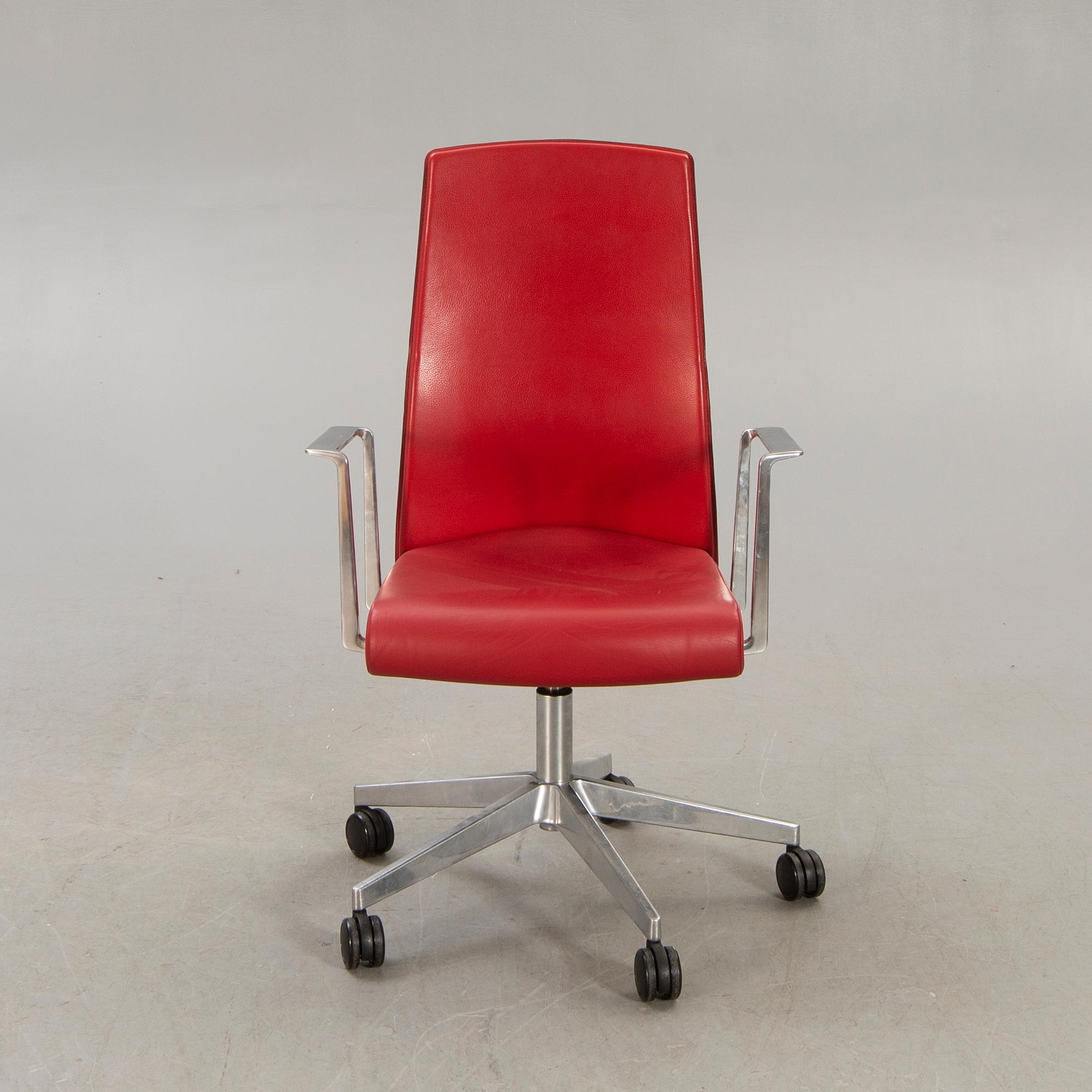 Jorge Pensi, a leather and metal office chair for Akaba Italy  later part of the 20th century.