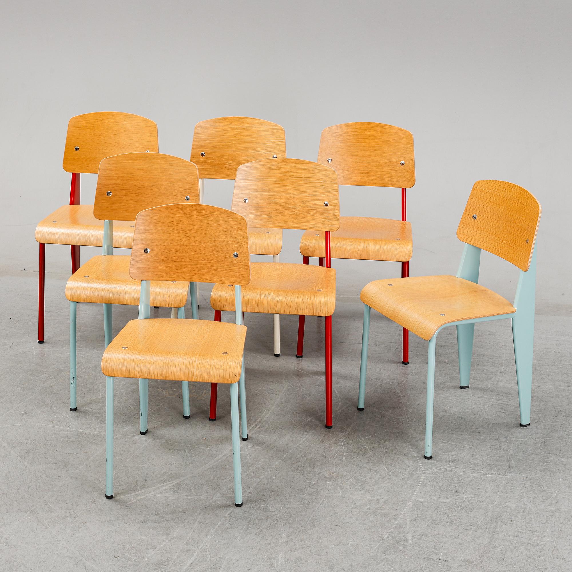 Seven 'Standard' chairs by Jean Prouvé, Prouvé Collection 2002, Vitra.