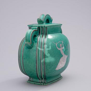 A Wilhelm Kåge 'Argenta' creamware jar with cover, Gustavsberg 1943.