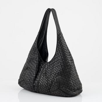 Bottega veneta, a black leather bag.
