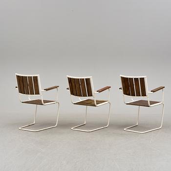 Three garden chairs, mid 20th Century.