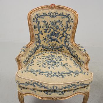 A Rococo 18th century bergere. One later, very similar, bergere included.