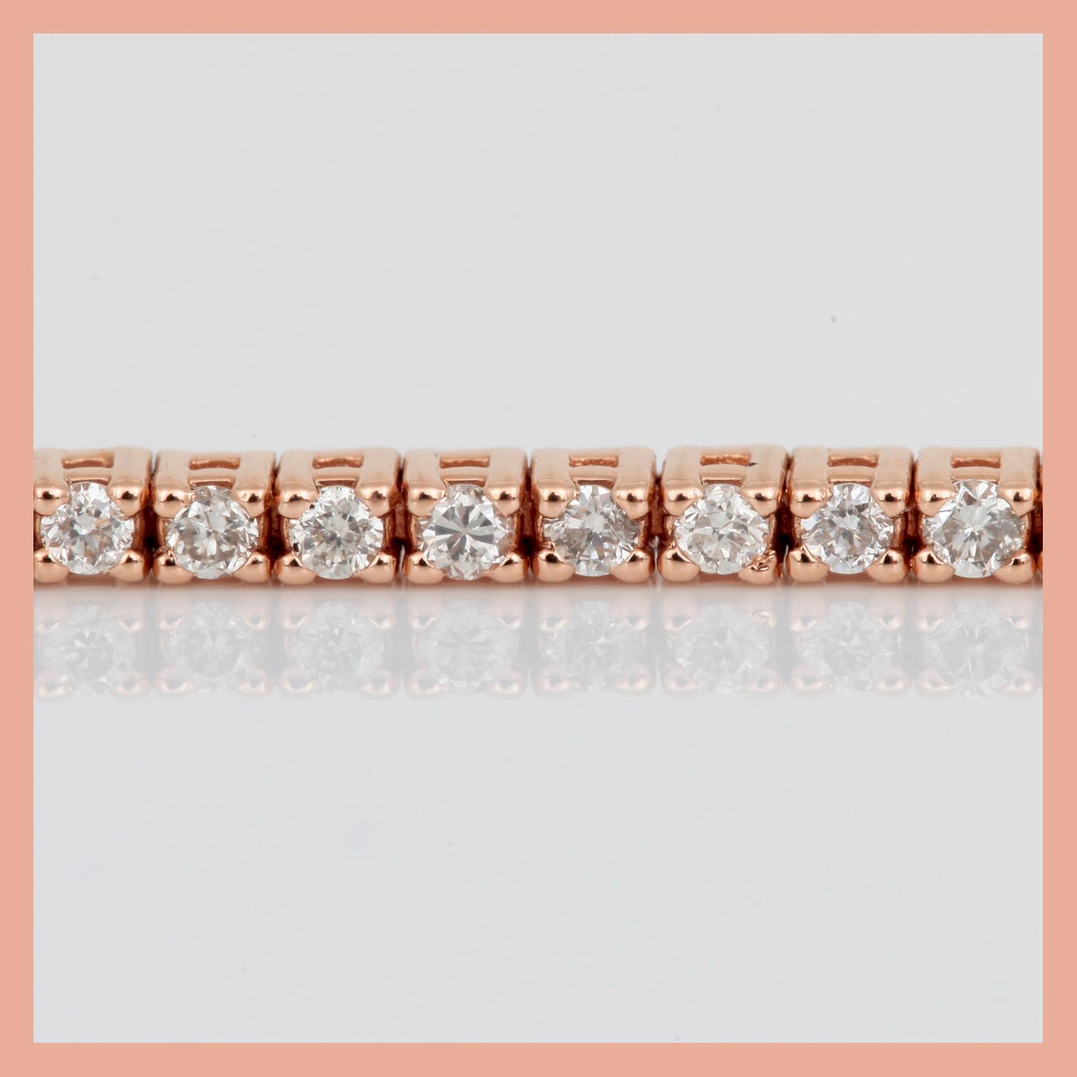 ARMBAND, rivière, 18K roséguld med briljantslipade diamanter, tot ca 0,99 ct. Total vikt ca 5,5 g.
