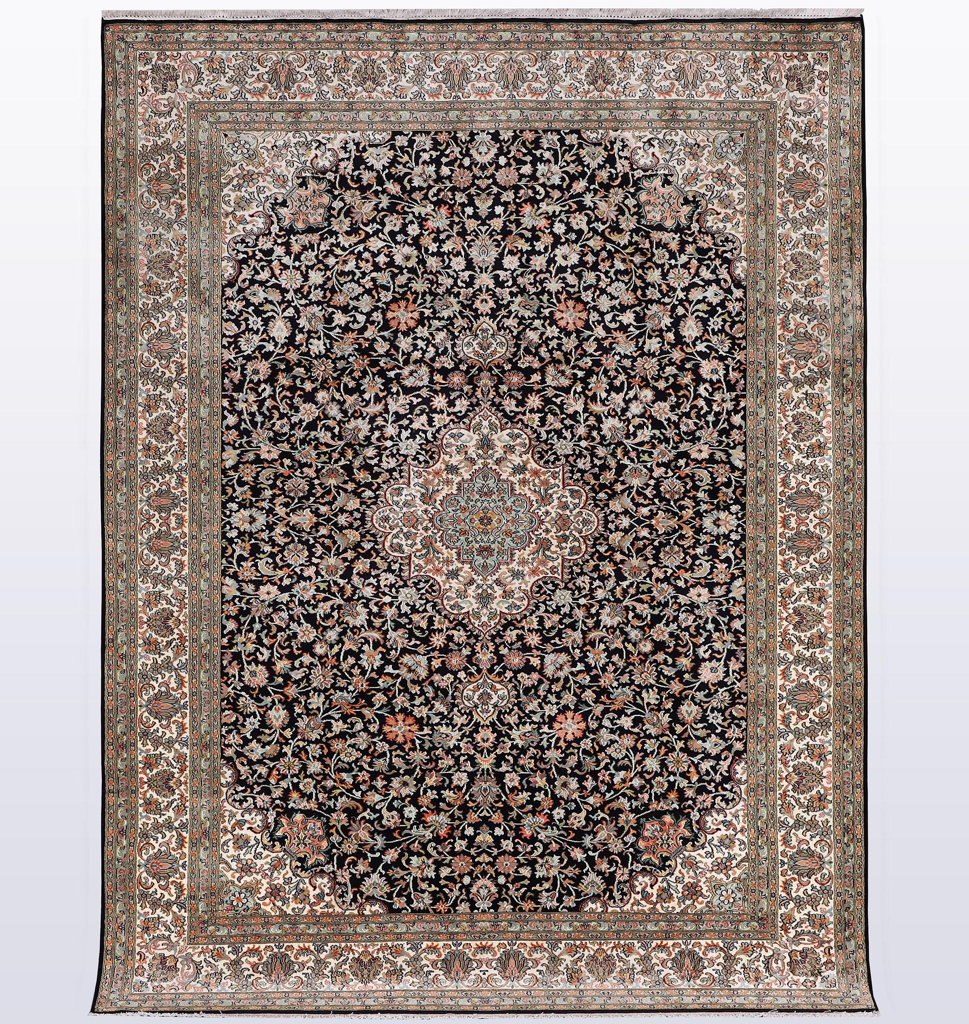 A carpet, silk Kashmir, ca 279 x 195 cm.