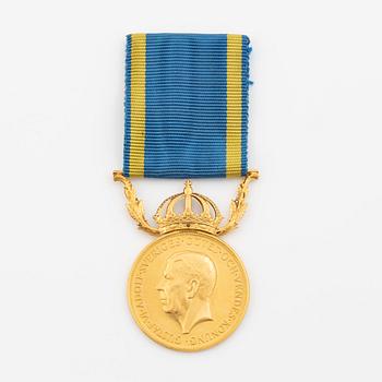 Medal, gold, Sweden, Gustav VI Adolf.