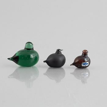 Oiva Toikka, a set of three glass birds, Nuutajärvi.