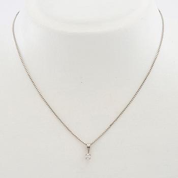 Necklace 18K white gold with a round brilliant-cut diamond.
