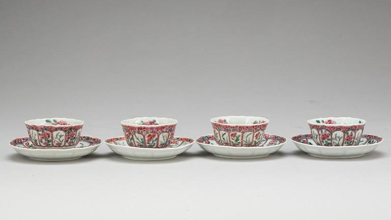TESERVIS, 8 delar, porslin, Kina, 1800-tal.