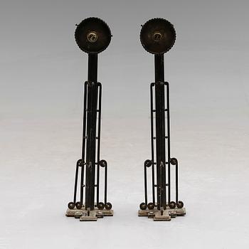 VÄGGLAMPOR, 1 par, smide och förkromad metall, art déco, 1900-talets första hälft.